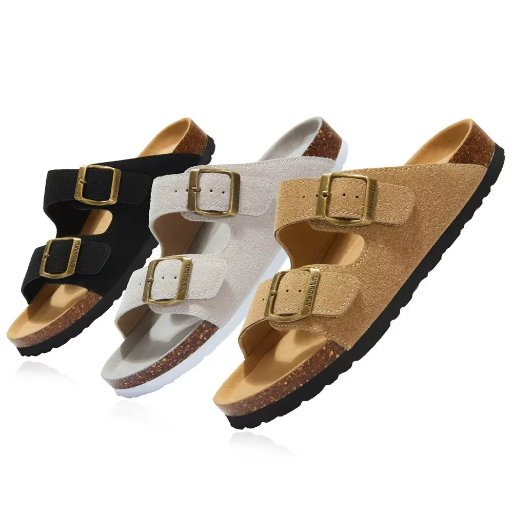 Flat Slippers for Women 2025 New Luxury Men Indoor Bottom Non Slip Cork Slippers Women'S Beach Outdoor Home Flip Flops Sandals