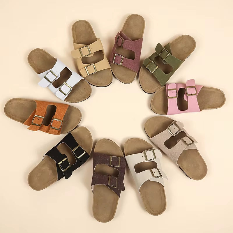 Flat Slippers for Women 2025 New Luxury Men Indoor Bottom Non Slip Cork Slippers Women'S Beach Outdoor Home Flip Flops Sandals